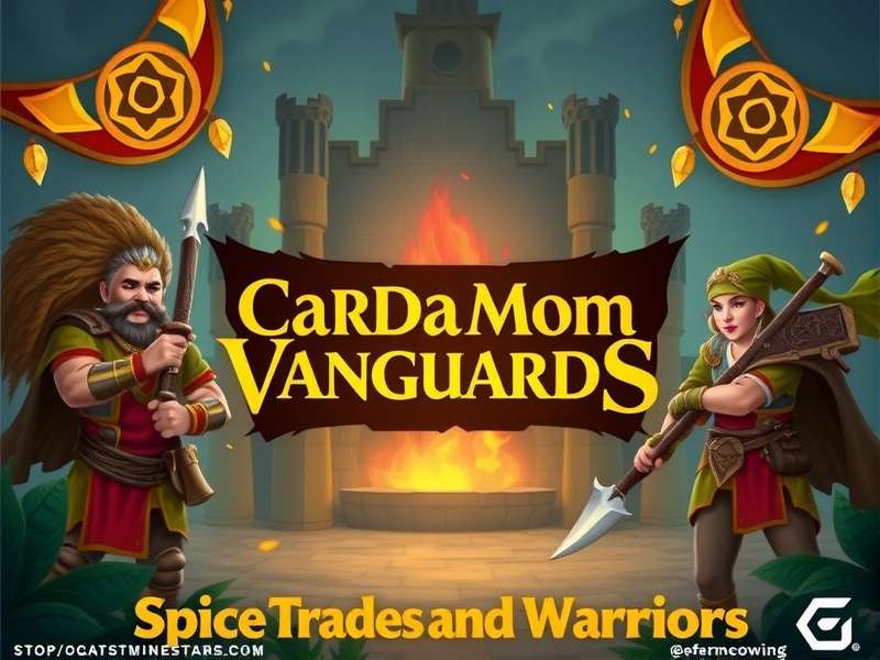 Cardamom Vanguards game banner showing spice traders and warriors